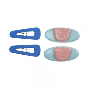 Зажимы для волос, синие с розовым медвежонком, 4 шт. Tais