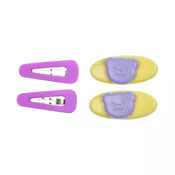 Зажимы для волос, желтые с фиолетовым медвежонком, 4 шт. Tais детские