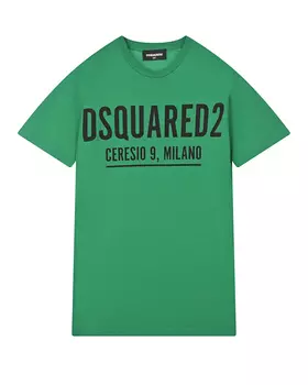 Зеленая футболка с черным лого Dsquared2 детская