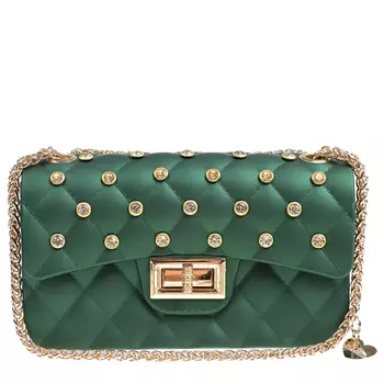 Зеленая стеганая сумка со стразами, 17x10.5x6.5 см Monnalisa детская