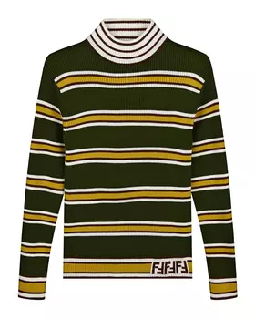 Зеленая водолазка в полоску Fendi детская