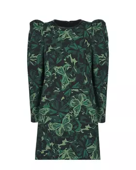 Зеленое платье с принтом "бабочки" Monnalisa детское