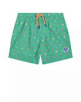 Зеленые шорты для купания с принтом "шезлонги" NORTH SAILS
