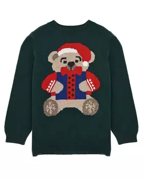 Зеленый джемпер с декором "медвежонок" Per te детский