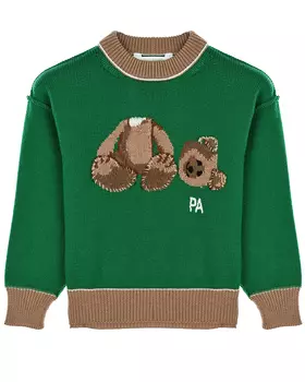 Зеленый джемпер с декором "мевежонок" Palm Angels детский