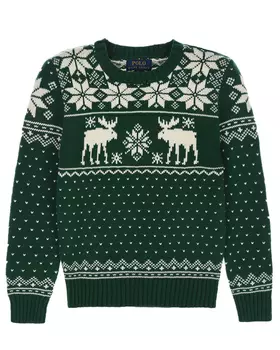 Зеленый джемпер со скандинавским орнаментом Ralph Lauren детский
