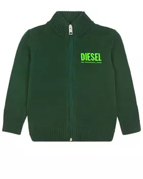 Зеленый кардиган из смесовой шерсти Diesel детский