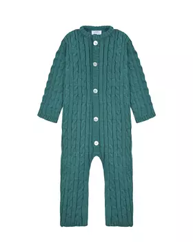 Зеленый комбинезон из шерсти мериносов Jan&Sofie детский
