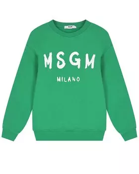 Зеленый свитшот с белым лого MSGM детский