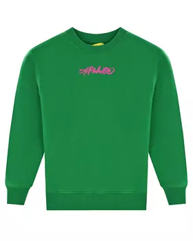 Зеленый свитшот с логотипом цвета фуксии Off-White детский