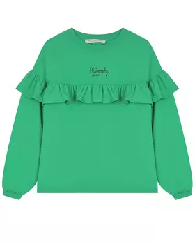 Зеленый свитшот с оборками Philosophy детский