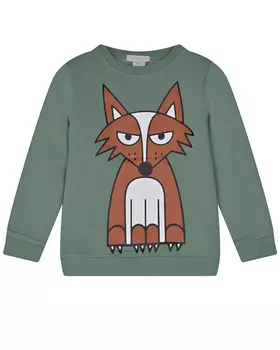 Зеленый свитшот с принтом "лиса" Stella McCartney детский