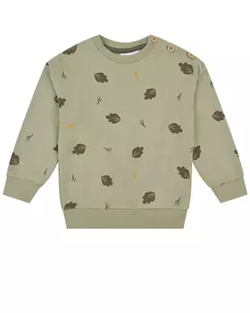 Зеленый свитшот с принтом "листья" Sanetta Pure детский