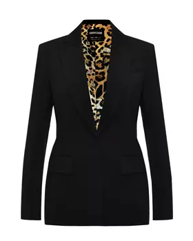 Жакет приталенный однобортный, черный Roberto Cavalli