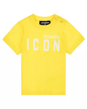 Желтая футболка с белым лого Dsquared2