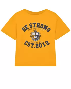 Желтая футболка с черным принтом "Be strong" Dolce&amp;Gabbana детская