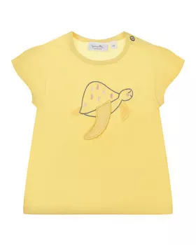 Желтая футболка с принтом "морская черепаха" Sanetta Kidswear