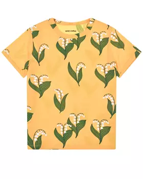 Желтая футболка с принтом "ландыши" Mini Rodini детская