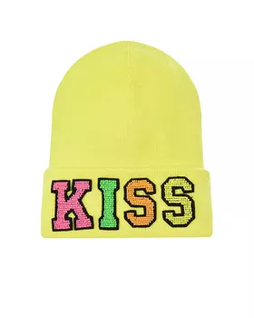 Желтая шапка с вышивкой бисером Regina детская