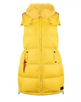 Желтый жилет с меховой отделкой Yves Salomon