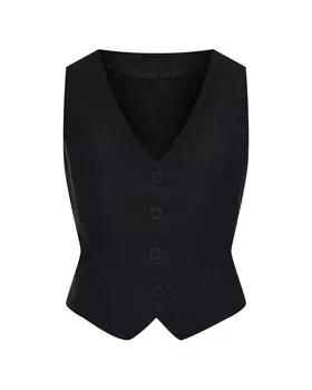 Жилет льняной однобортный, черный 120% Lino