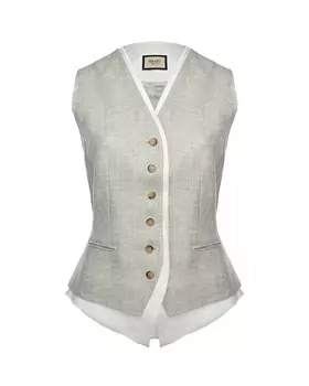 Жилет льняной однобортный, серый Shatu