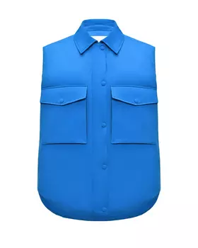 Жилет с наладными карманами, голубой Yves Salomon