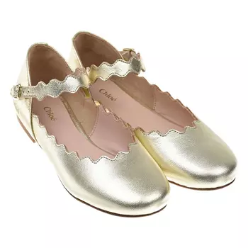 Золотистые балетки с волнистым краем Chloe детские