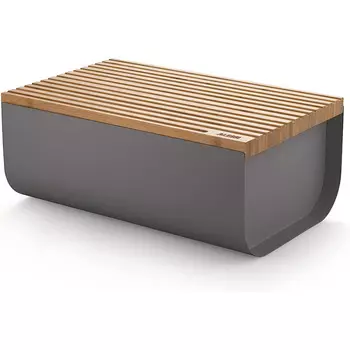 Alessi Хлебница Alessi Mattina BG03 DG из нержавеющей стали с бамбуковой разделочной доской, 34 x 21 x 14 см