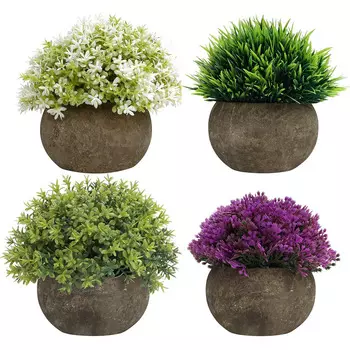 Belle Vous Набор искусственных растений в горшках 4 предмета Belle Vous