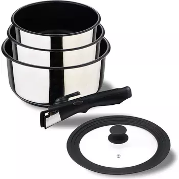BERGNER Набор из 3 кастрюль со съёмной ручкой и крышкой Click & Cook Bergner