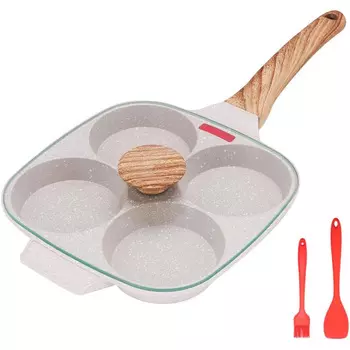 Bobikuke Сковорода с крышкой на 4 отверстия, белая Bobikuke