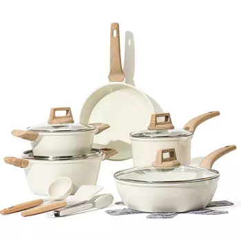 CAROTE Набор кухонной посуды 14 предметов, белый CAROTE