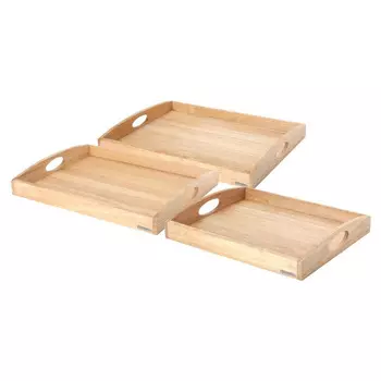 Continenta Набор подносов для обслуживания 3 предмета, каучуковое дерево 44 x 35 см, 50 x 39 см и 54 x 42 см Continenta