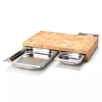 Continenta Разделочная доска с 3-мя выдвижными ящиками, каучуковое дерево 50 х 32,5 см Continenta