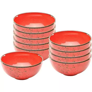 CreaTable Набор глубоких тарелок из керамогранита 11.5 см, 10 предметов, красный Nature Collection 20072 CreaTable