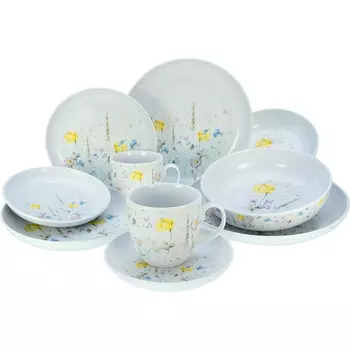 CreaTable Столовый сервиз фарфоровый на 2 человека 10 предметов Allround Series Meadow Flowers CreaTable