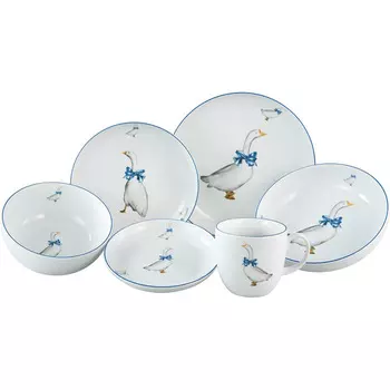 CreaTable Столовый сервиз фарфоровый на 2 человека 10 предметов Goose Happiness Series 23539 CreaTable