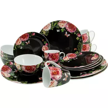 CreaTable Столовый сервиз фарфоровый на 4 человека 16 предметов Enjoy Roses Series CreaTable