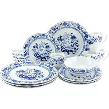 CreaTable Столовый сервиз из фарфора на 4 человека 16 предметов Zwebel Pattern Series CreaTable