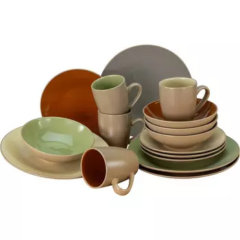 CreaTable Столовый сервиз из керамогранита на 4 человека 16 предметов Urban Jungle 22563 CreaTable