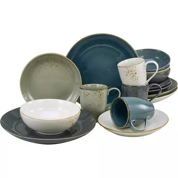 CreaTable Столовый сервиз из керамогранита на 4 человека 16 предметов Nature Collection Nordic Style CreaTable
