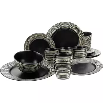 CreaTable Столовый сервиз из керамогранита на 4 человека 16 предметов La Gomera negra 23612 CreaTable