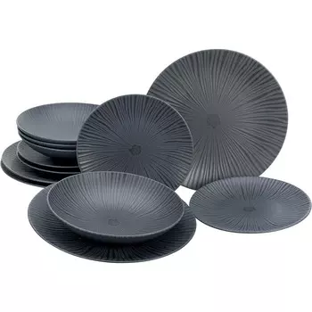 CreaTable Столовый сервиз из керамогранита на 4 человека 16 предметов, черный VESUVIO Series CreaTable