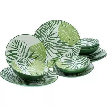 CreaTable Столовый сервиз из керамогранита на 4 человека 12 предметов, зеленый Tropicana 25860 CreaTable