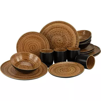 CreaTable Столовый сервиз из керамогранита на 4 человека 16 предметов Villa Romana-Terra Series 23365 CreaTable
