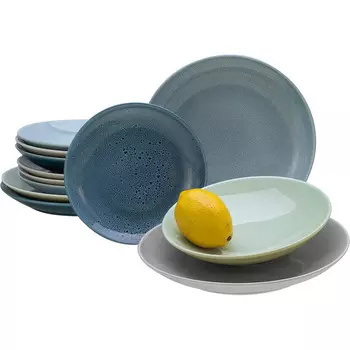 CreaTable Столовый сервиз из керамогранита на 4 человека 12 предметов Reactive Aqua 23845 CreaTable