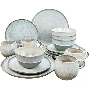 CreaTable Столовый сервиз из керамогранита на 4 человека 16 предметов, серый Loft Stone Series CreaTable