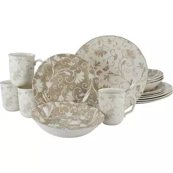 CreaTable Столовый сервиз из керамогранита на 4 человека 16 предметов Damask Series 22256 CreaTable