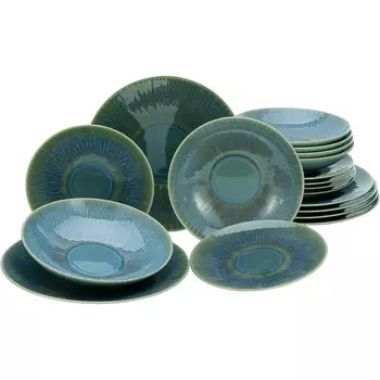 CreaTable Столовый сервиз из керамогранита на 6 человек 18 предметов Sea Breeze Green 10688 CreaTable